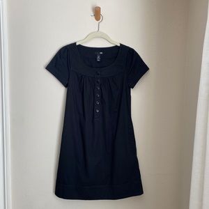 H&M Short Sleeve Henley Shift Dress with Pockets, Black, 4